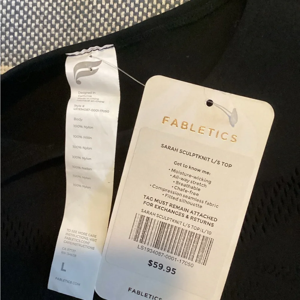 Fabletics black Sarah Sculpknit long sleeve top